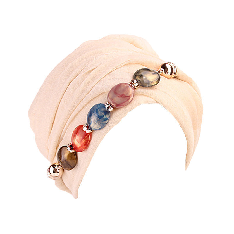 Customized Logo Agate Diamond Necklace Scarf, Balinese Gauze Head Wrap Scarf Hat, Headscarf Hat Wj-21
