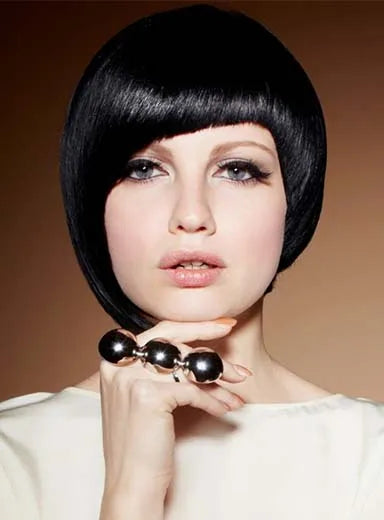 Fashionable Asymmetric Short Straight Capless Synthetic Wig