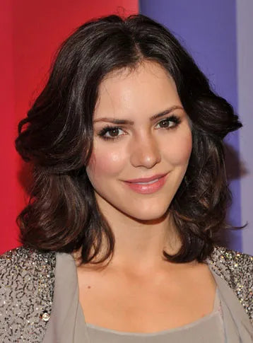 Graceful Custom Katharine Mcphee Hairstyle Medium Wavy 100% Human Hair Lace Wig 14 Inches