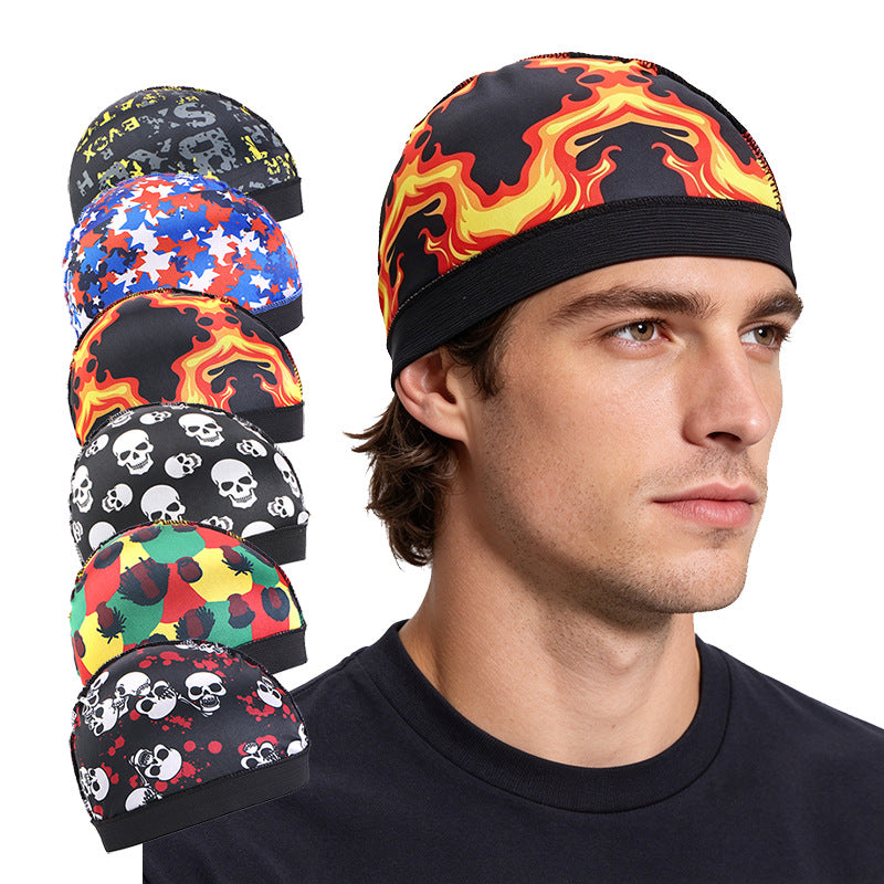 European and American source simulated silk elastic headband round cap printed wig cap hair care cap JDU-20G