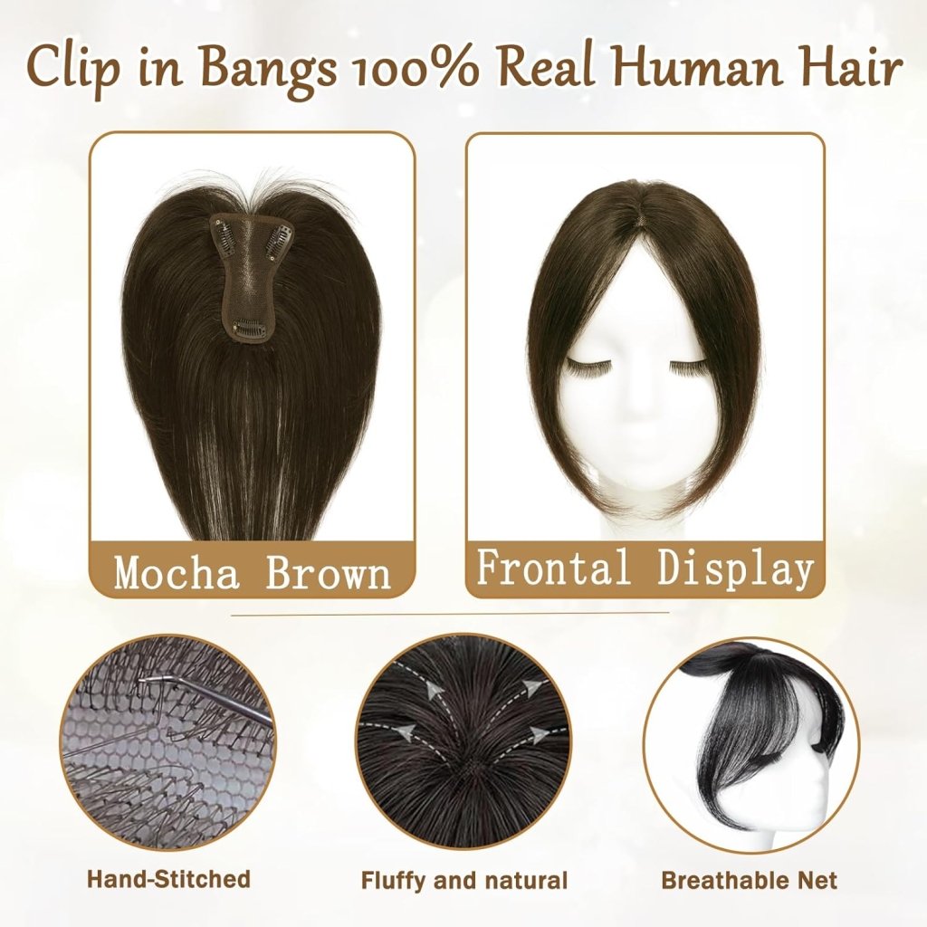 Hair Toppers for Women Real Human Hair Bangs Hair Clip French Fake Clip in Bangs Hair Pieces