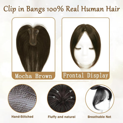 Hair Toppers for Women Real Human Hair Bangs Hair Clip French Fake Clip in Bangs Hair Pieces