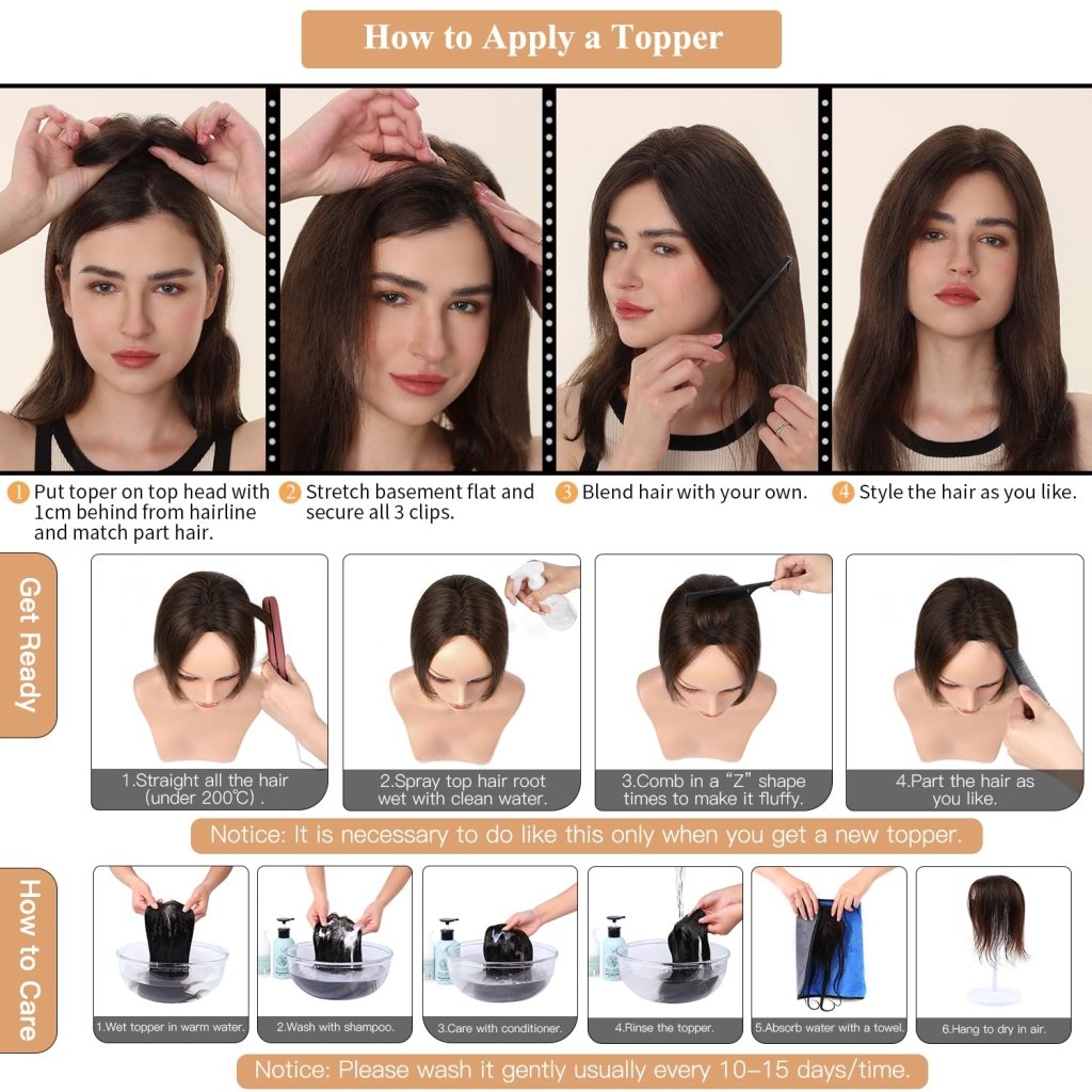 Hair Toppers for Women Real Human Hair Salt and Pepper Grey Human Hair Toppers 10 inch Dark Grey