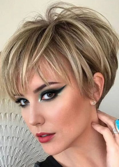 Women's Short Human Hair Wigs Short Straight Lace Front Wigs 6inch