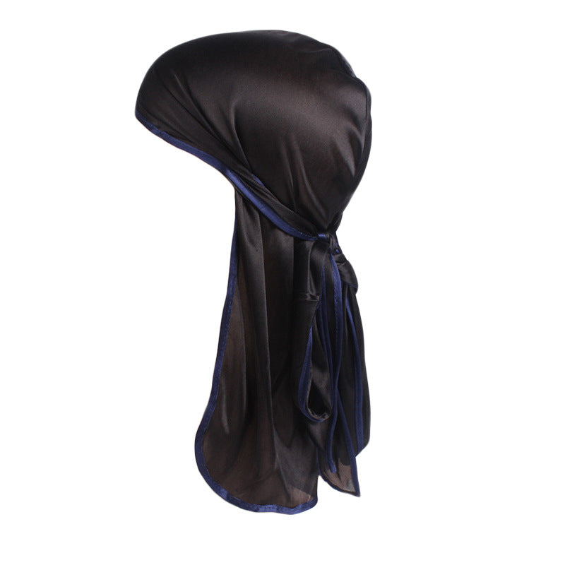 Imitation Silk Edge Long Tail Pirate Hat Hip-Hop Cloak Towel Hat Toe Hat silky durag