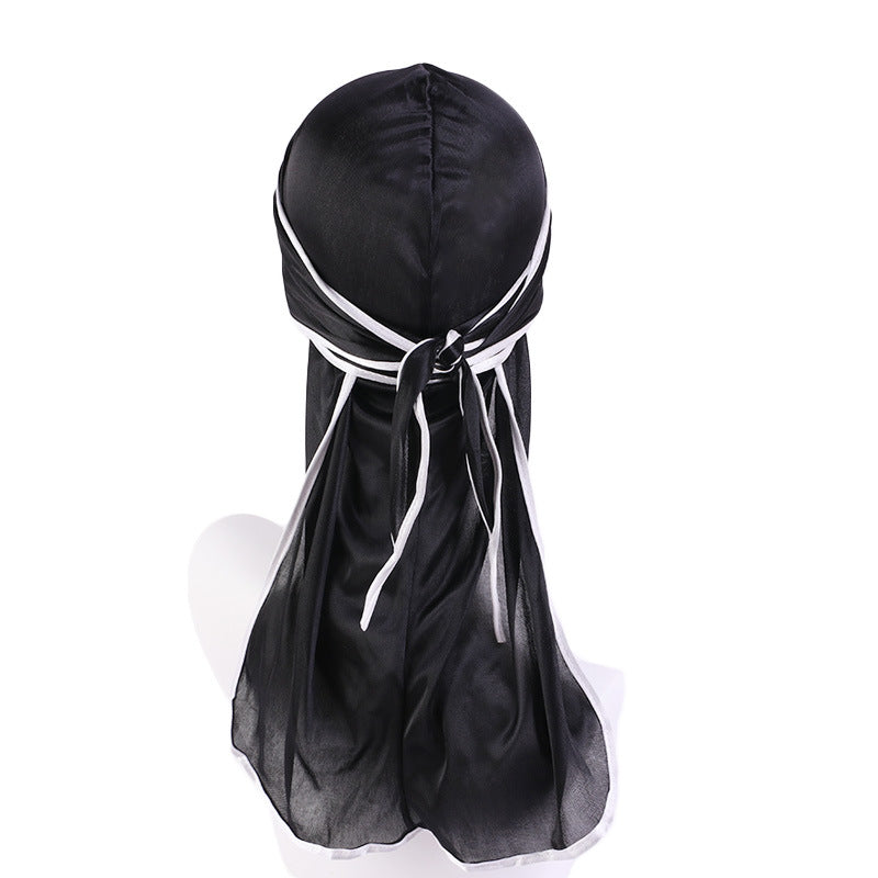 Imitation Silk Edge Long Tail Pirate Hat Hip-Hop Cloak Towel Hat Toe Hat silky durag