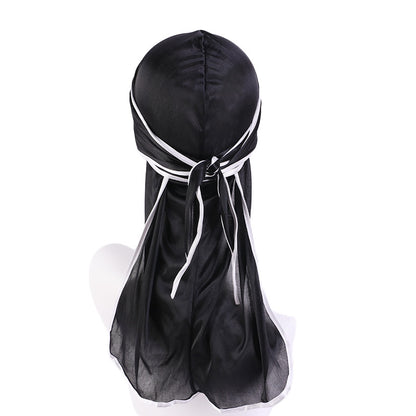 Imitation Silk Edge Long Tail Pirate Hat Hip-Hop Cloak Towel Hat Toe Hat silky durag