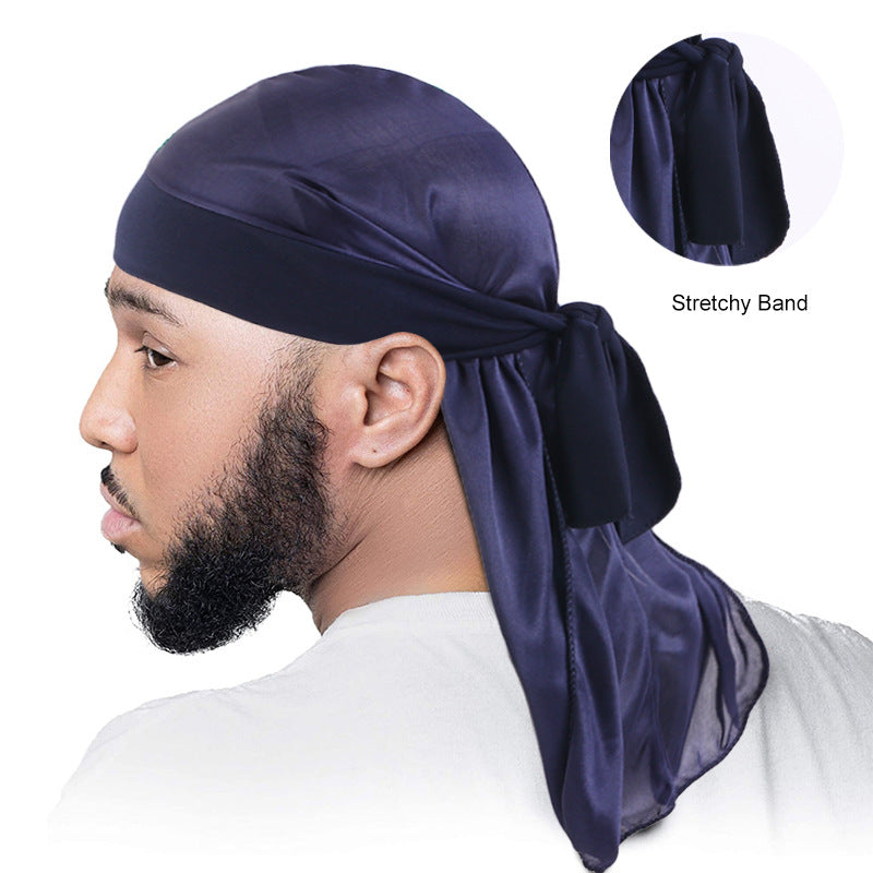 Cross-Border New Elastic Ribbon Imitation Silk Pirate Hat Cloak Baotou Hat Strap Turban Hat Durag