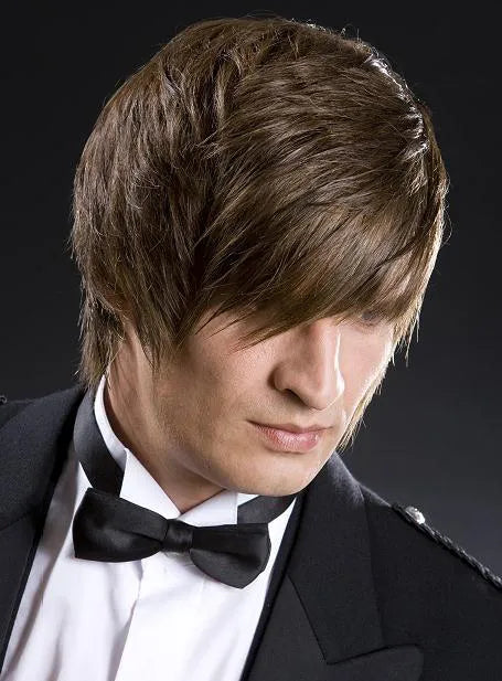 New Arrival Unique Formal 100% Remy Human Hair Short Straight Full Lace Cap Mens Wig