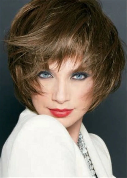 Joan Collins Smooth Cut Bob Wig Human Hair Straight Capless Wig 12 Inches