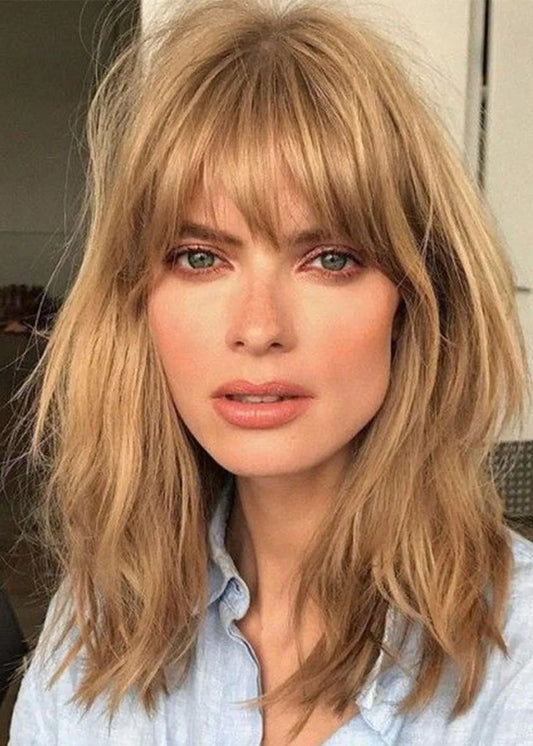 Women's Medium Hairstyles Long Length Synthetic Capless Natural Straight Wig 20inch