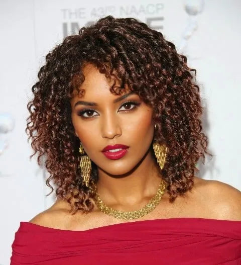 Custom Specially Designed African American Bob Hairstyle Shoulder Length Curly Full Lace Wig 100% Human Hair 16 Inches