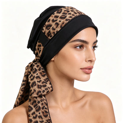 New European and American printed wide edge ribbon headband hat for outdoor tourism, beach headscarf, cross-border hat JDT-531