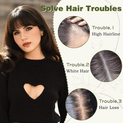 Clip in Bangs 100% Human Hair Toppers 360°3D Hair Pieces Clip On Air Bangs Extensions