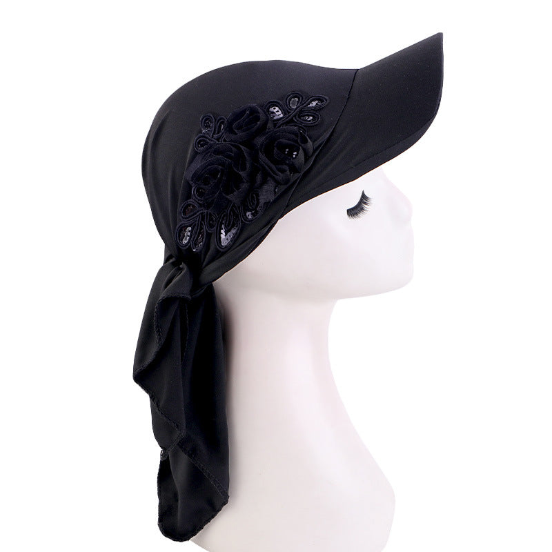 Sequin flower accessories cap brim turf hat sunshade baseball scarf all-in-one hat strap sun hat