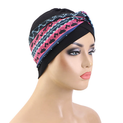 Cross-Border New Printed Ethnic Style Cross Turban Hat Elastic Turban Hat Indian Hat Jdt-503