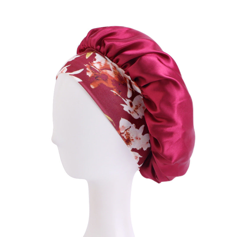 Printed hair band satin round hat nightcap beauty makeup hat headscarf cap JDB-301H