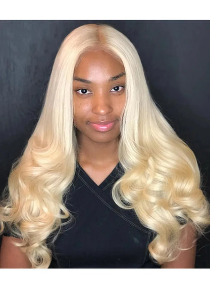 Blonde Lace Front Wig Body Wave 613 Hair T Part Human Hair Wigs 26Inch
