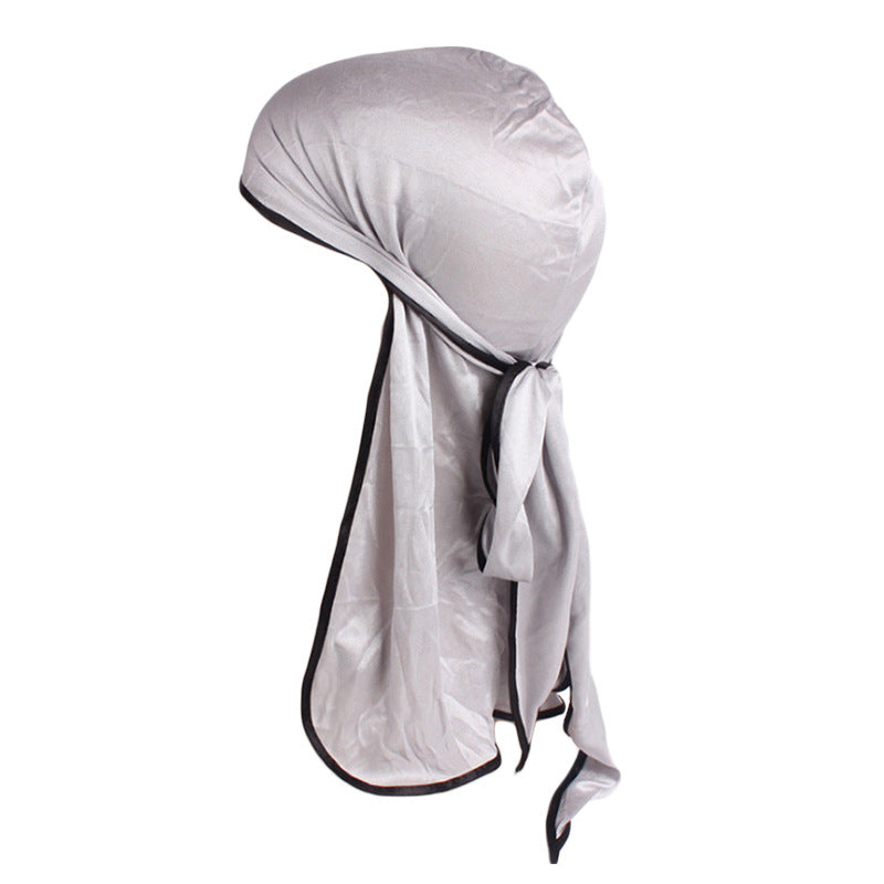 Imitation Silk Edge Long Tail Pirate Hat Hip-Hop Cloak Towel Hat Toe Hat silky durag
