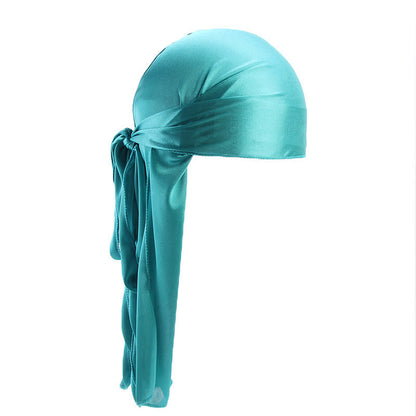 European and American popular artificial silk long tail pirate hat men's and women's bag headscarf hat printable LOGO