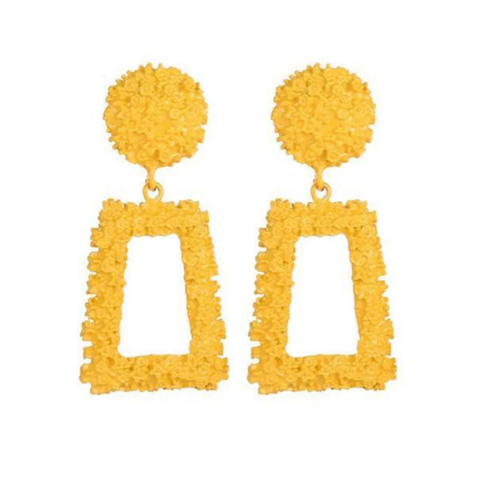 Women/Ladies Korean Style Geometric Pattern E-Plating Technic Alloy Material Drop Earrings