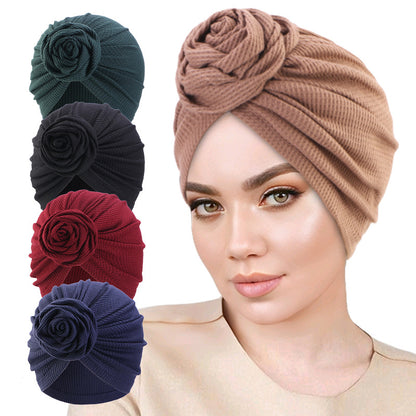 Cross-Border Supply Rose Elastic Turban Hat Ethnic Hat Plaid Cotton Turban Hat Jdt-480C