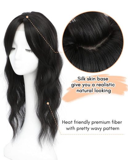 20Inch Wavy Hair Topper for Women Add Volume&Cover Thinning Hair with Natural Looking Hair Piece