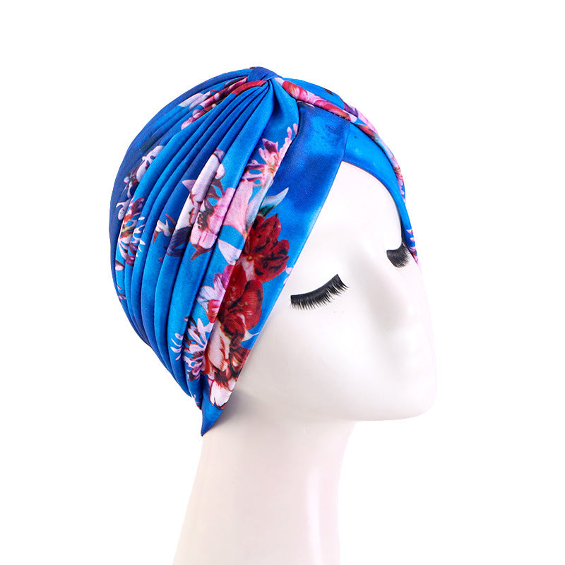 Tie-Dyed Pleated Turban Hat, Indian Hat, Base Hat, Head Wrap Hat Tjm-45