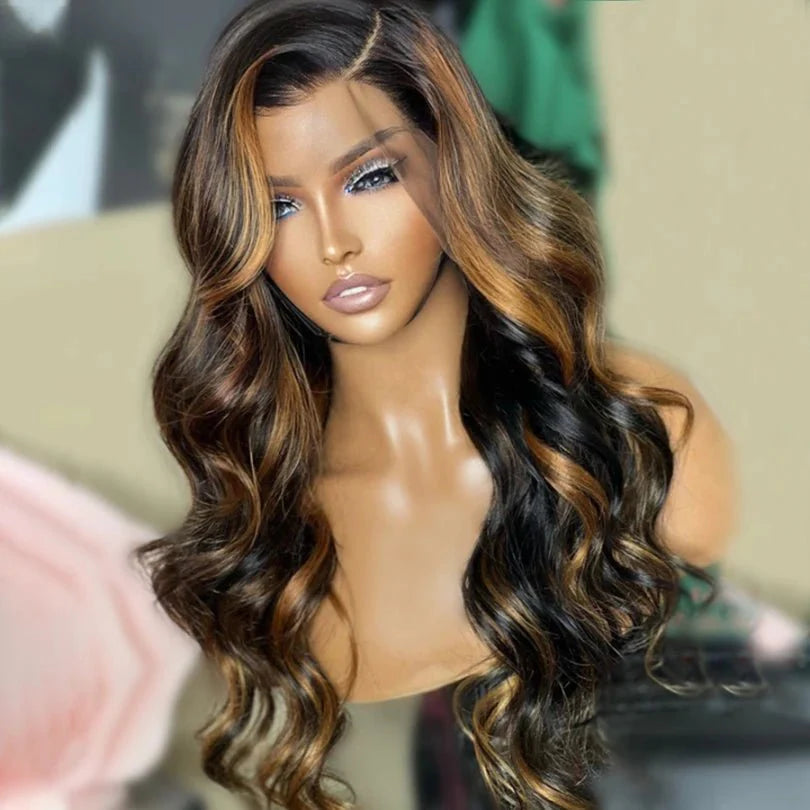 Highlight Honigblonde Lockere Wellen Lange Perücken