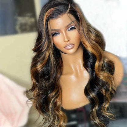 Highlight Honigblonde Lockere Wellen Lange Perücken