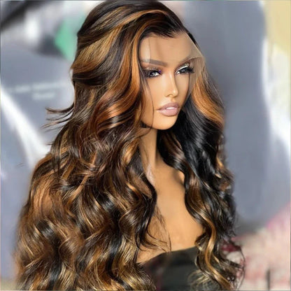 Highlight Honigblonde Lockere Wellen Lange Perücken
