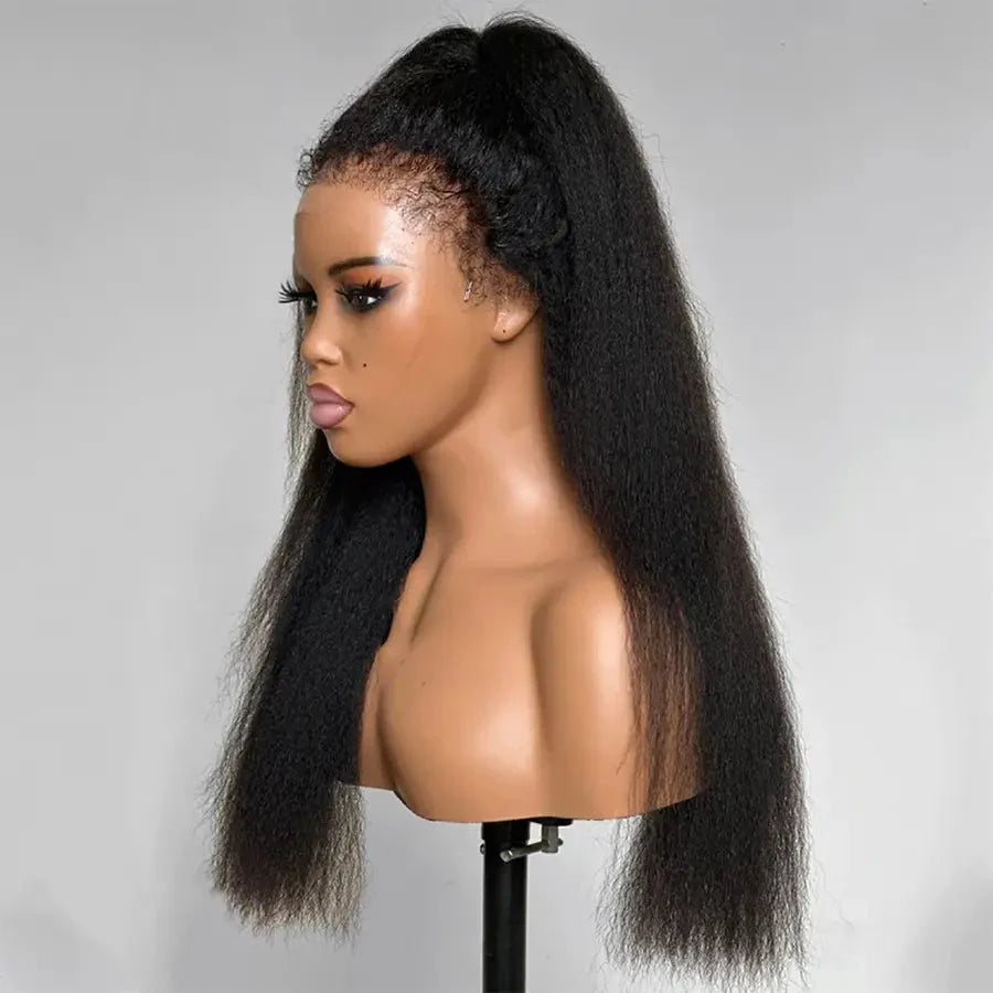 Parrucche lunghe frontali in pizzo dritto e crespo