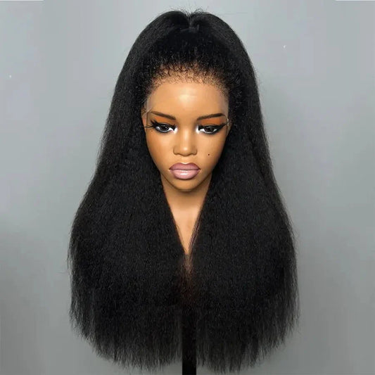 Kinky Straight Lace Front Long Wigs