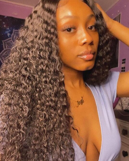 Lange lockige gewellte Echthaarperücke Top Level