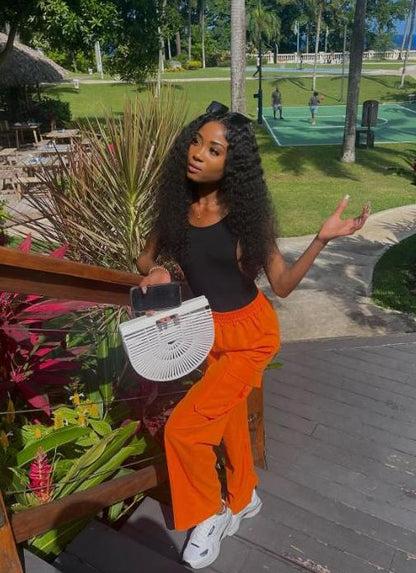 Lange lockige gewellte Echthaarperücke Top Level