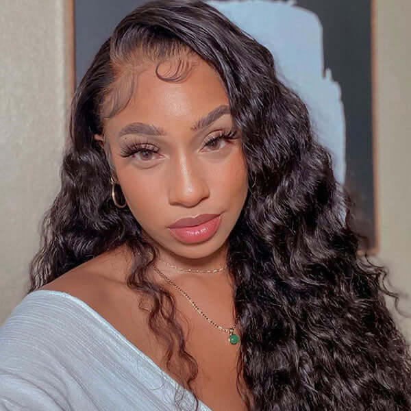 Parrucche di capelli umani con pizzo frontale a onde lunghe