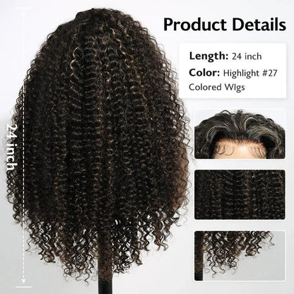 Mittelscheitel Jerry Curly Perücken für Damen aus hochwertigem Echthaar