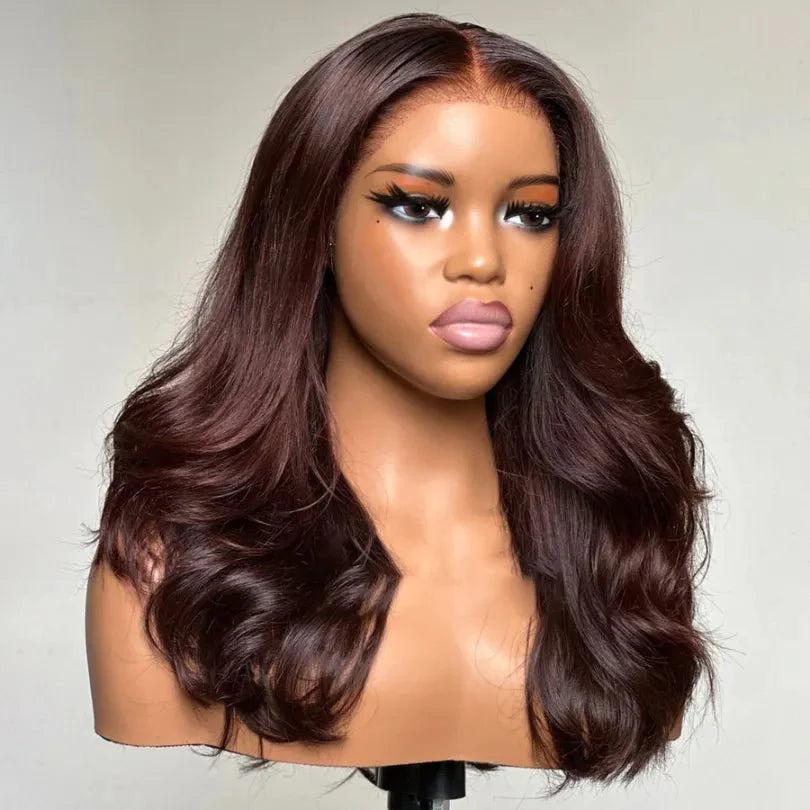 Mid-part Long Layered Wavy 13x4 Lace Front Wig