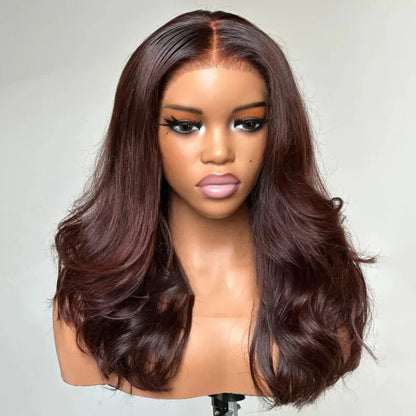 Mid-part Long Layered Wavy 13x4 Lace Front Wig