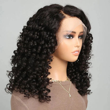 Natural Black Lace Front Fumi Curly Wavy Wigs