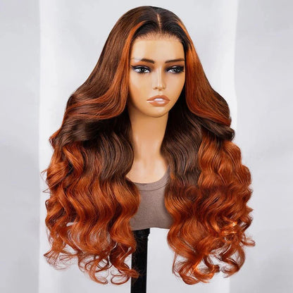 Ombre Brown Body Wave Human Hair Wig